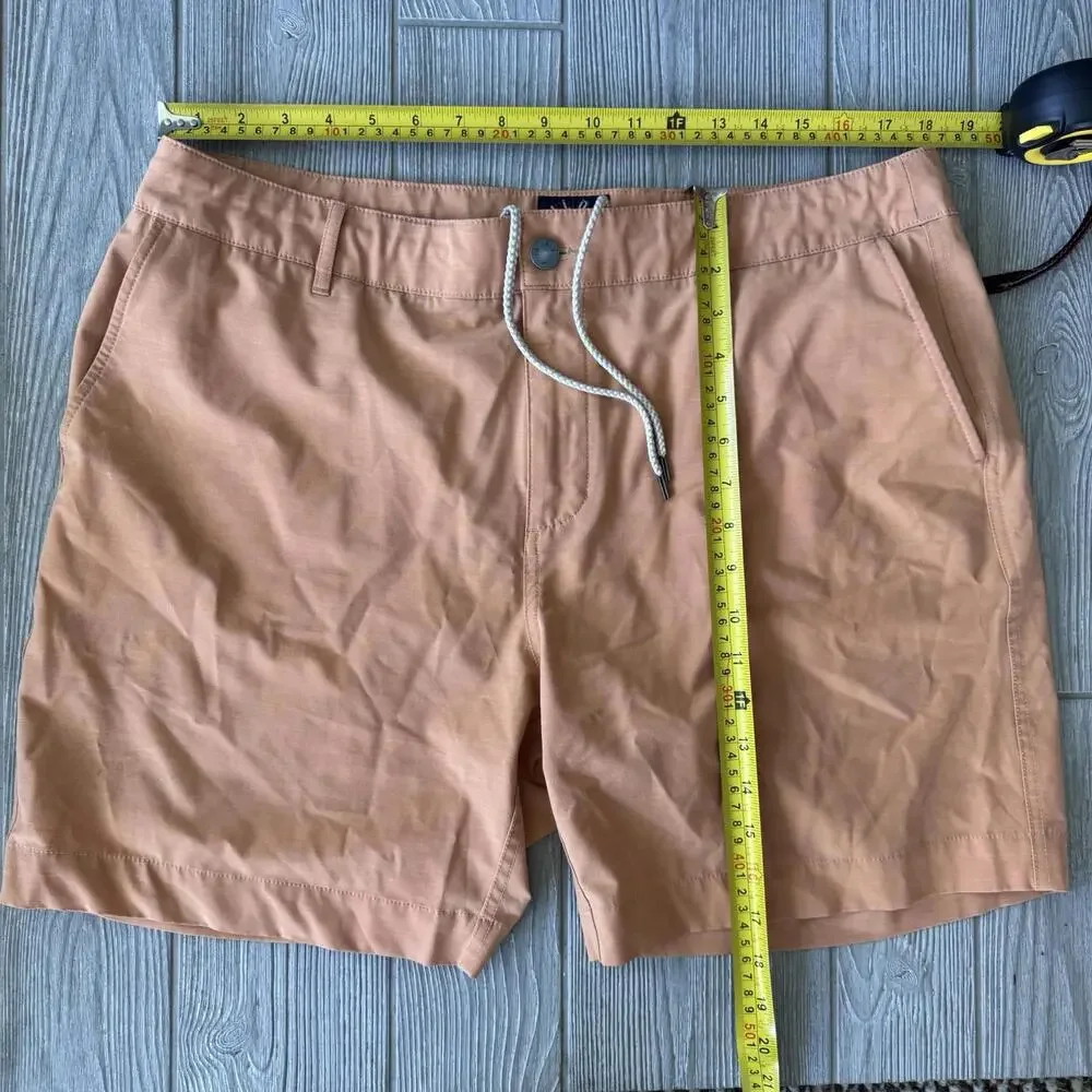 Faherty All Day Shorts Mens 36 Orange Casual Drawstring Pockets Performance 6”